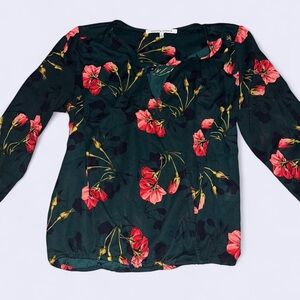 Collective Concepts Black and Red Floral Blouse